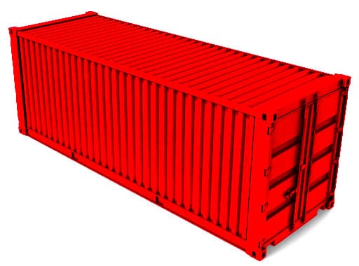 Red shipping container used for modification-scope planning