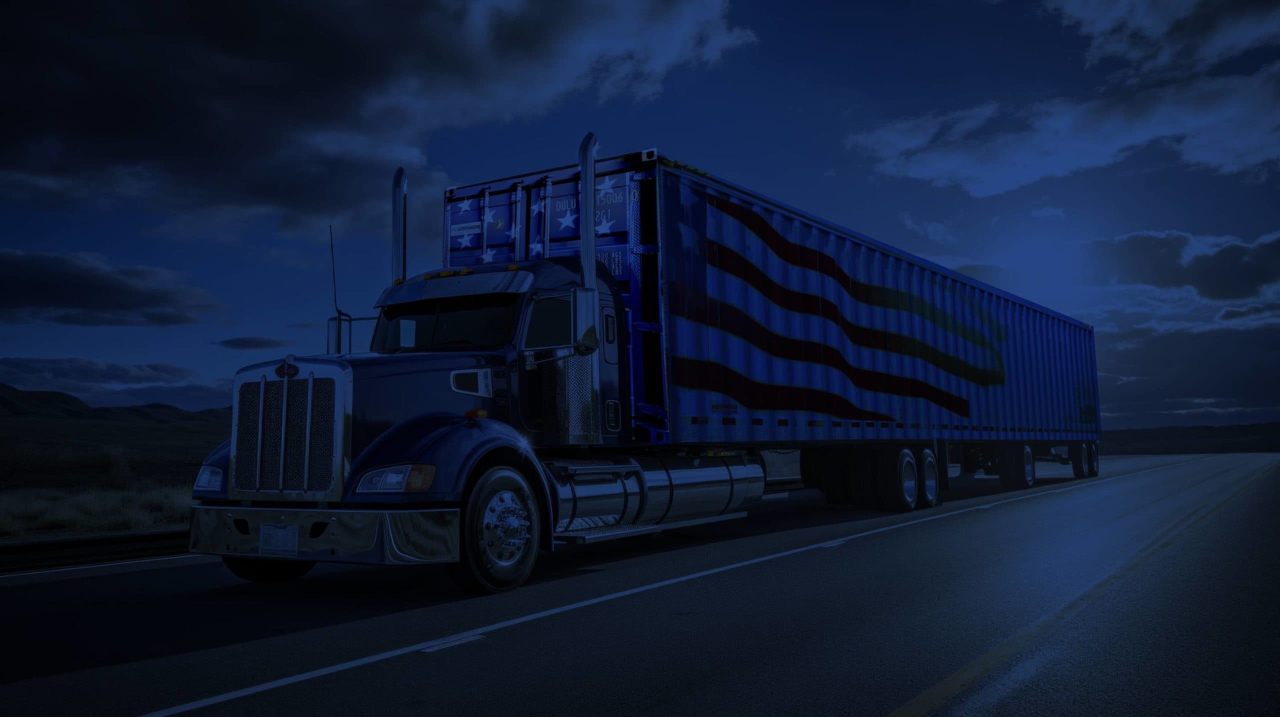 First Choice Containers truck transporting a shipping container
