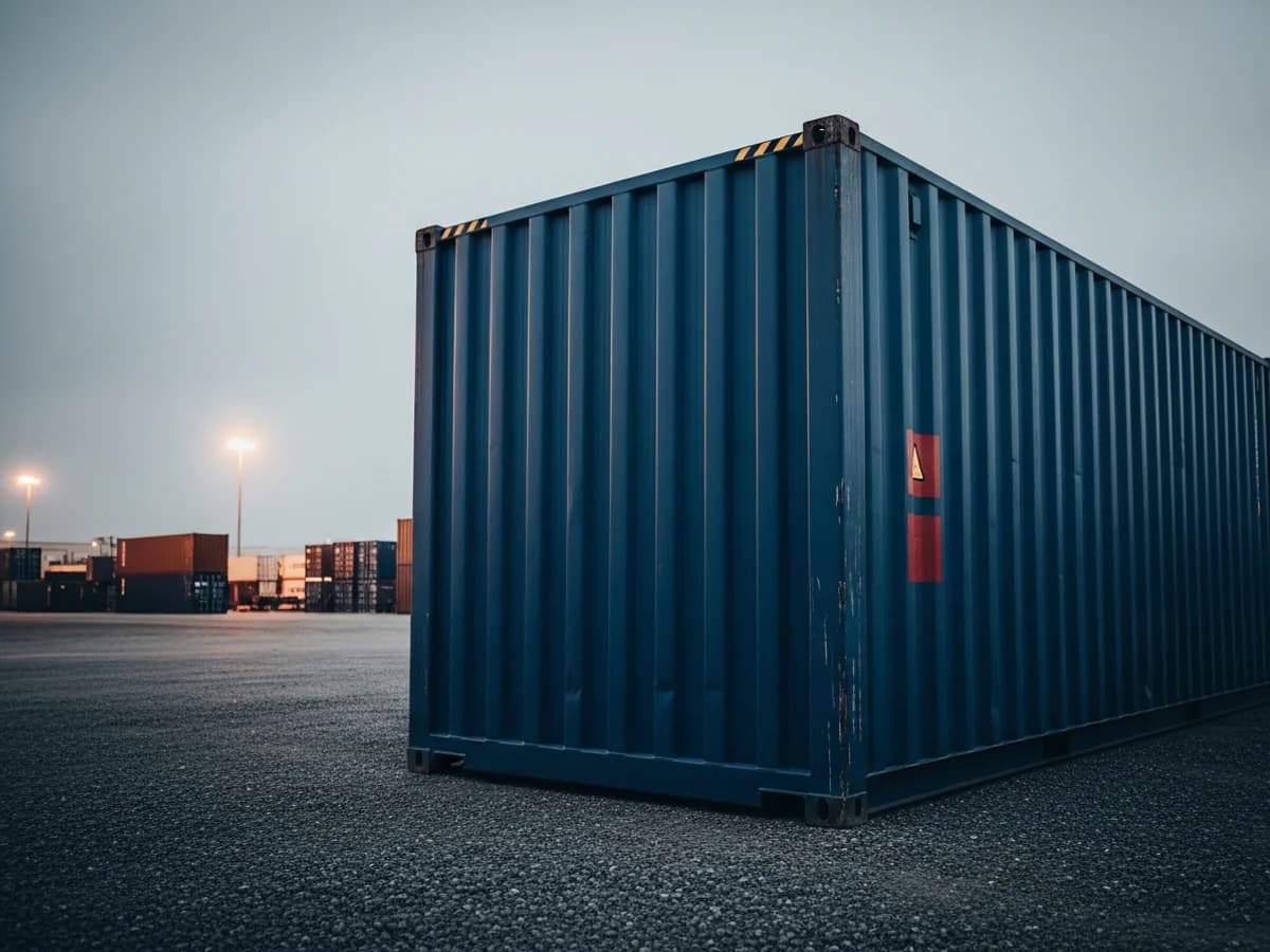 Clean One-Trip shipping container with bright paint and minimal wear