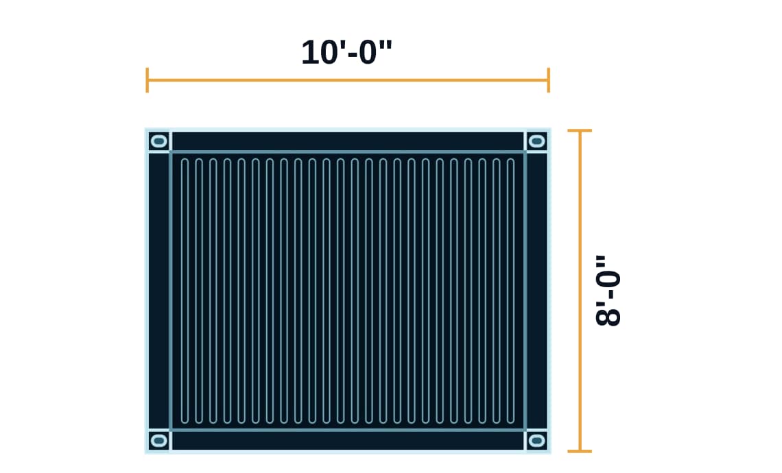 Top view of a 10-foot standard shipping container: 10 feet 0 inches long by 8 feet 0 inches wide